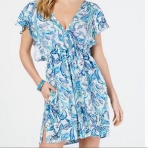 Ralph Lauren Fiesta blue and white paisley coverup